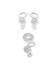 Genuine .925 Sterling Silver CZ and Polished Earrings & Slide Pendant Set. 100% Satisfaction Guaranteed.