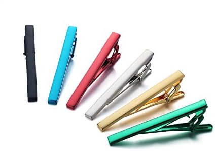 PurryRing Men's Multicolored Standard Tie Clips - 6 pcs Set