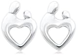 Sterling Silver Mother & Child Heart-Shaped Earrings by Janel Russell