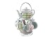 Present Time Multi Colored Tartan Porcelain Tea Set with Stand