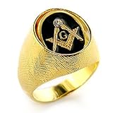 Masonic Ring - Black Background - Swarovski Crystal - Sizes 8-13