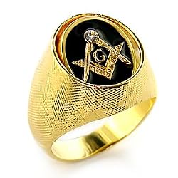 Masonic Ring - Black Background - Swarovski Crystal - Sizes 8-13
