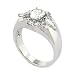 Sterling Silver Classic Flower Cluster Engagement Ring w/Oval White CZ Size 9