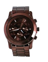 Geneva #1311 Womens Bronze Metal Band Oversize Faux 3 Dial Runway Style Watch