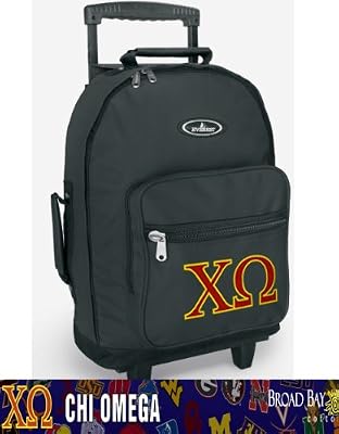 Chi O Rolling Backpack Chi Omega - Wheeled Travel or School Carry-On Travel Bags with Wheels - Best Quality-