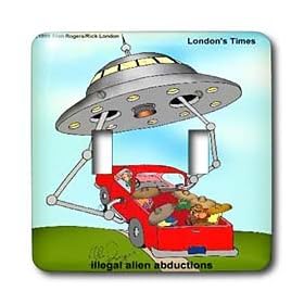 Londons Times Funny Aliens Cartoons - Illegal Abducted Aliens - Light Switch Covers - double toggle switch