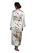 White Silk Robe for Women -- The Chrysanthemum -- 100% Silk, Hand Painted