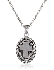 Sterling Silver Cross Medallion Pendant Necklace,, 18"