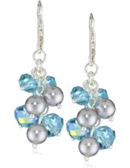Anne Klein "BUENA VISTA" Aqua Cluster Drop Earrings