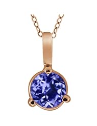 0.46 Ct Round Blue AAA Tanzanite 18K Rose Gold Pendant