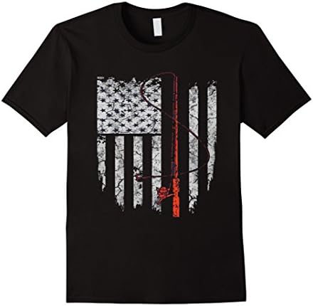 Men's Red Fish Flag Fishing T Shirt 2XL Black