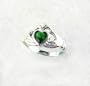 Sterling Silver Claddagh Emerald Crystal Ring, sz 8