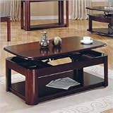 Steve Silver Lidya Rectangular Cherry Wood ?Lift-Top Coffee Table with Casters