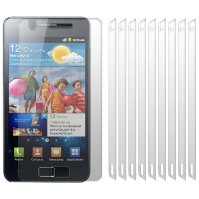 SAMSUNG i9100 GALAXY S2 II SCREEN PROTECTOR / GUARD / FILM / COVER, 10-IN-1 PACK PART OF THE QUBITS ACCESSORIES RANGE
