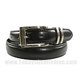 New Mens Black Leather Double Metal Loop Belt 34-44