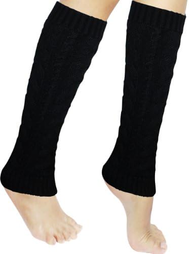 Dahlia Women's Cable Knit Leg Warmers - Black