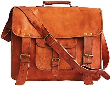 16 Inches Men's/women's Brown Leather Cross-body/shoulder Messenger Bag