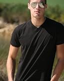 A.S. High Quality Cotton Men's V-neck T-shirt Tee - Black