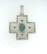 Number 8 Turquoise Sterling Silver Cross