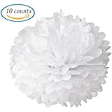 Hmxpls 10pcs Tissue Paper Pom-poms Flower Ball Wedding Party Outdoor Decoration (White)