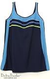 Delta Burke Contrast Stripe Plus Sizes 26W-34W Swimdress Swimsuit - Plus Size Swimwear Plus Size Swimsuits
