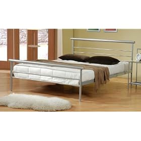 Contemporary Metal Silver Platform Bed
