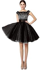 Natural   Waistline Lace   Tulle Cocktail Short  Ball Gown Homecoming Dress  With Rhinestones