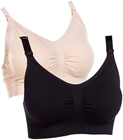 Loritta Women's 2 Pack Maternity Front Open Seamless Nursing Bras Bralette L