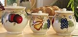 Fruit Canister 3 Piece Set Ceramic Airtight Lids