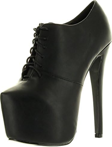 Eye Candie Sparkles-321 Womens Sexy High Heel Platform Lace Up Ankle Bootie,Black,7