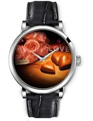SPRAWL Aanalog Fashion Series Silver Ladies Watches of Genuine Black Leather Strap,Unique Wrist Watch for Women Girls Designed with Valentines gifts