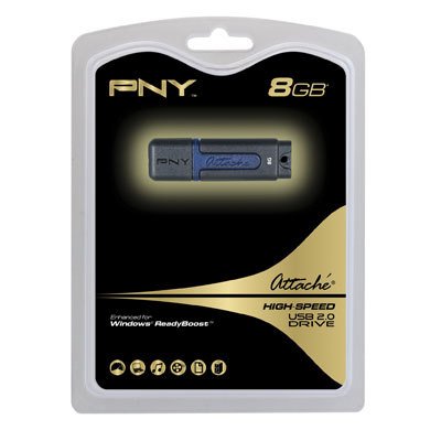 PNY Attache 8 GB USB 2.0 Flash Drive P-FD8GBATT2-EF (Black/Blue)