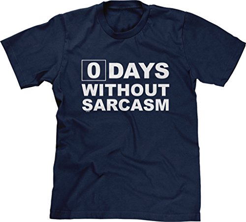 Blittzen Mens Zero Days Without Sarcasm, 2XL, Navy Blue