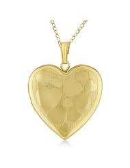 Heart Shaped Locket Style Pendant Necklace With Heart Pattern For Women 14K Yellow Gold Vermile