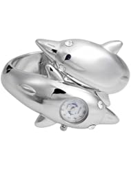 Lady Dolphin Quartz Bracelet Bangle Cuff Wrist Watch Silver