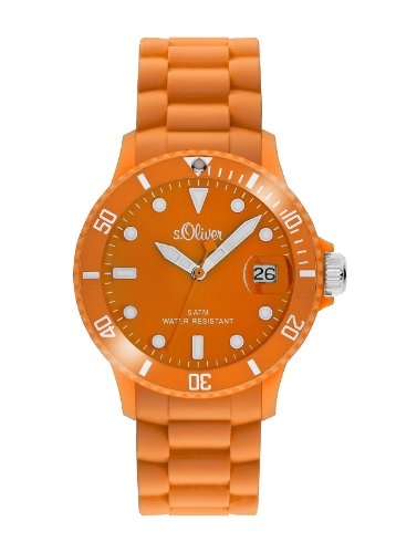 s.Oliver Unisex-Armbanduhr Medium Size Silikon orange Analog Quarz SO-1992-PQ Preisvergleich