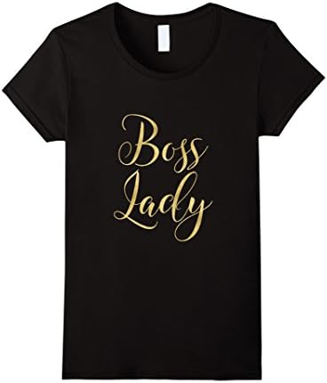 Women's Boss Lady T-shirt by Anneline Sophia Gold Typography Large Black