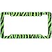 OxGord 1pc Plastic License Plate Frame with Zebra/Tiger Stripes, Light Green & Black