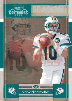 2008 Playoff Contenders Season Tickets Football Card # 52 Chad Pennington - Miami Dolphins - NFL Trading Card in Protective Display Case!