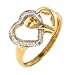 10k Two-Tone Diamond Double Heart Ring (.08 cttw), Size 7 10k Two-Tone Diamond Double Heart Ring (.08 cttw), Size 7