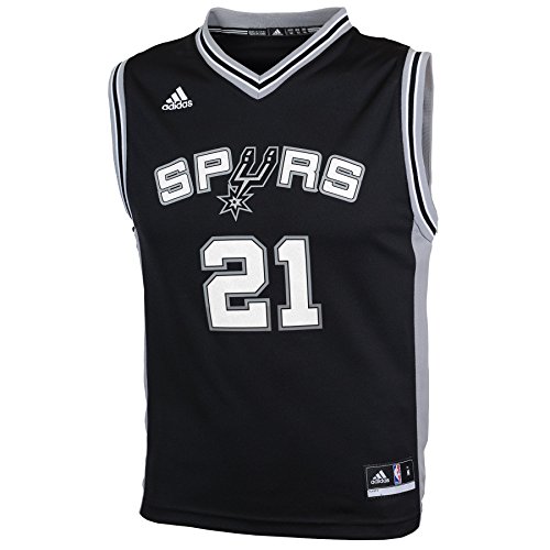 NBA San Antonio Spurs Duncan # 21 Boys 8-20 Replica Road Jersey, Large (14/16), Black Apparel 