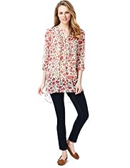 Long Sleeve Crinkle Effect Floral Print Blouse