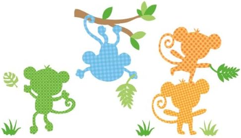 Lot 26 Studio Peel N Stick Vinyl Wall Stickers, Patterned Monkey, 4-Feet