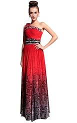 A-line Applique Beaded Pleated Cocktail Georgette One Shoulder Sleeveless Evening Dress/Homecoming Dress/Pageant Dress/Prom Dress/Party Dress/Wedding Dress 