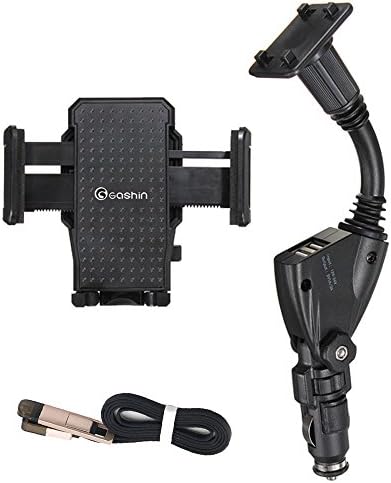 GASHIN (3.1A Max)2-In-1 Car Mount/Holder+Car Charger of Dual USB Ports for ios Samsung any Smart 4.7inches or 5.5inches Phone product And double with cable