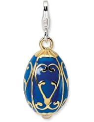 Sterling Silver Gold plated Enameled Blue Egg with Lobster Clasp Charm