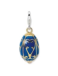 Sterling Silver Gold-plated Enameled Blue Egg w/Lobster Claw Clasp Clasp Charm