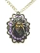 Gothic Black Spider Purple Stone Pendant Unisex Rocker Necklace , Rocker Jewelry Gothic Pendant