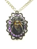 Gothic Black Spider Purple Stone Pendant Unisex Rocker Necklace , Rocker Jewelry Gothic Pendant