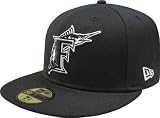 MLB Florida Marlins Black with White 59FIFTY Fitted Cap